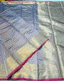 Panache Grey Soft Banarasi Silk Saree With Rhapsodic Blouse Piece