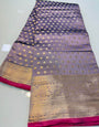 Exquisite Lavender Soft Banarasi Silk Saree With Incomparable Blouse Piece