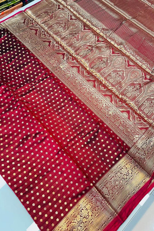 Load image into Gallery viewer, Prodigal Red Soft Banarasi Silk Saree With Snazzy Blouse Piece
