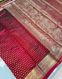 Prodigal Red Soft Banarasi Silk Saree With Snazzy Blouse Piece