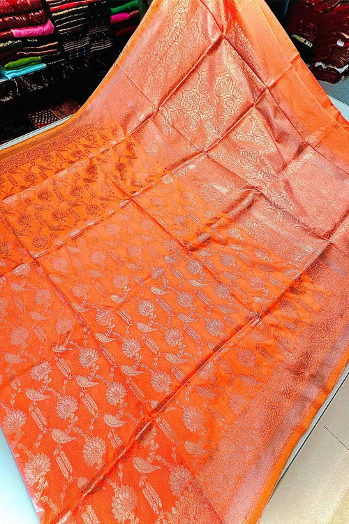 Load image into Gallery viewer, Sophisticated Peach Soft Banarasi Silk Saree With Gleaming Blouse
