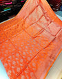 Sophisticated Peach Soft Banarasi Silk Saree With Gleaming Blouse