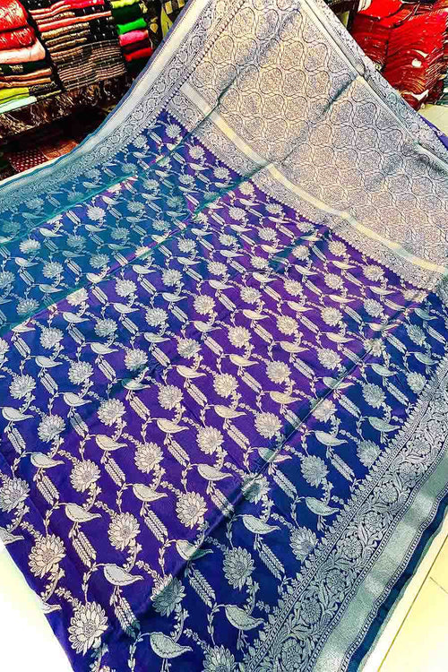 Load image into Gallery viewer, Skinny Royal Blue Soft Banarasi Silk Saree With Dazzling Blouse
