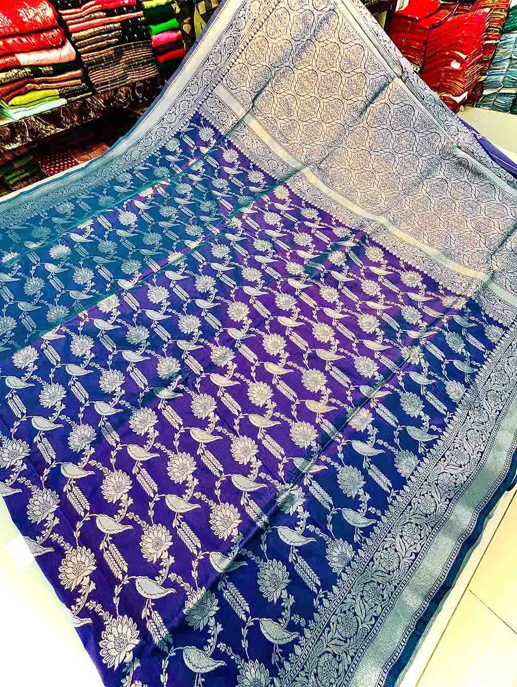 Skinny Royal Blue Soft Banarasi Silk Saree With Dazzling Blouse