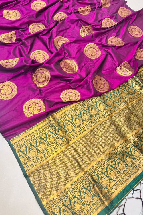 Load image into Gallery viewer, Unique Purple Kanjivaram Silk Saree and Angelic Blouse Piece
