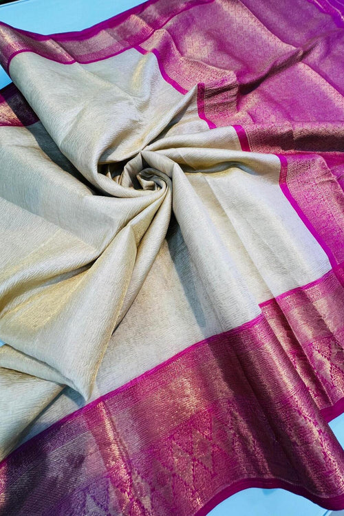 Load image into Gallery viewer, Jazzy Beige Soft Tissue Silk Saree With Blissful Blouse Piece
