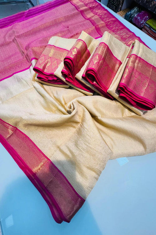 Load image into Gallery viewer, Jazzy Beige Soft Tissue Silk Saree With Blissful Blouse Piece
