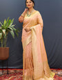 Fragrant Peach Soft Banarasi Silk Saree With Tempting Blouse Piece