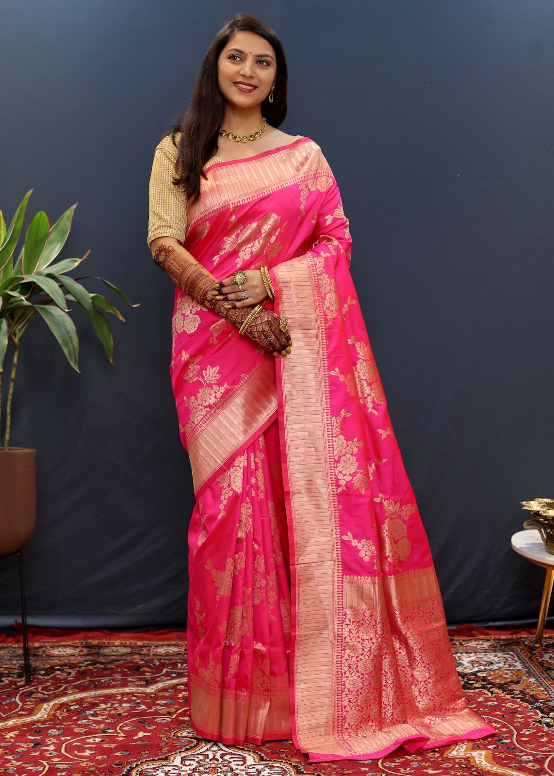 Propinquity Dark Pink Soft Banarasi Silk Saree With Ineffable Blouse Piece