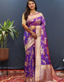 Dissemble Purple Soft Banarasi Silk Saree With Pulsating Blouse Piece