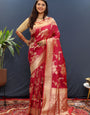 Adoring Wine Soft Banarasi Silk Saree With Vivacious Blouse Piece