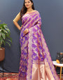 Captivating Lavneder Soft Banarasi Silk Saree With Prominent Blouse Piece