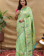 Serendipity Pista Paithani Silk Saree With Snazzy Blouse Piece