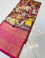 Blooming Purple Kalamkari Printed Saree With Majesty Blouse Piece