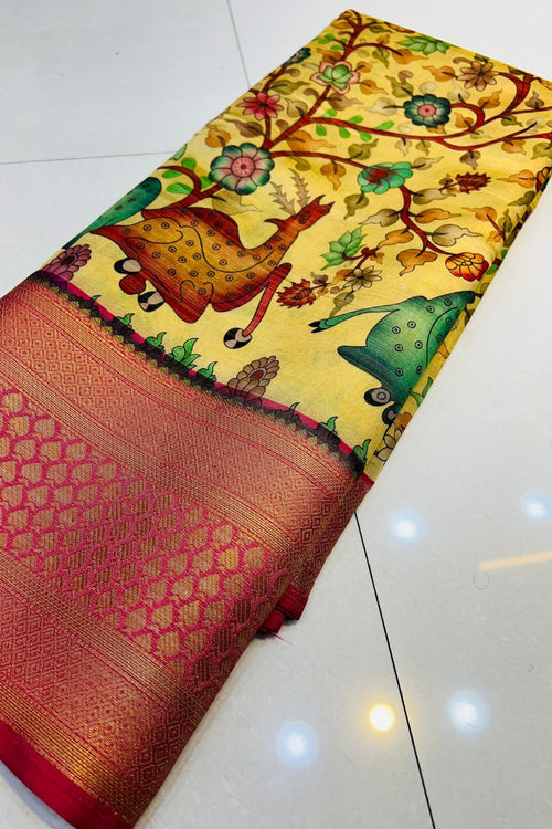 Royal Rajgharana Sarees Color Cotton Silk Kalamkari Printed Silk Saree With  Blouse Piece_(Product code-10593) Price in India - Buy Royal Rajgharana  Sarees Color Cotton Silk Kalamkari Printed Silk Saree With Blouse  Piece_(Product