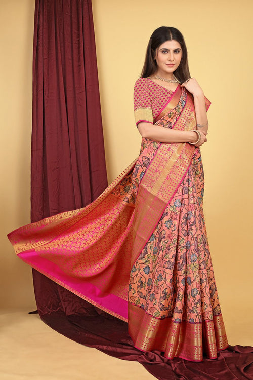 Load image into Gallery viewer, Chatoyant Pink Kanjivaram Silk With Quintessential Blouse Piece
