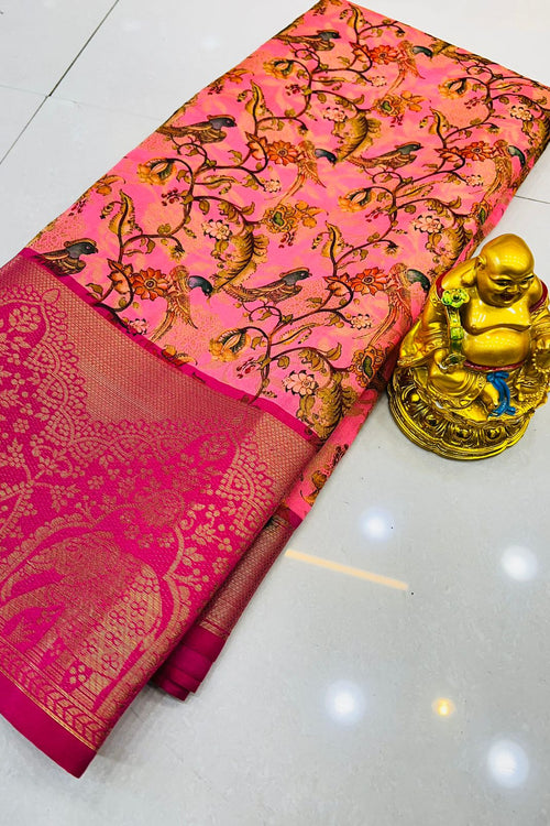 Load image into Gallery viewer, Evocative Pink Kanjivaram Silk with Serendipity Blouse Piece
