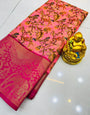 Evocative Pink Kanjivaram Silk with Serendipity Blouse Piece