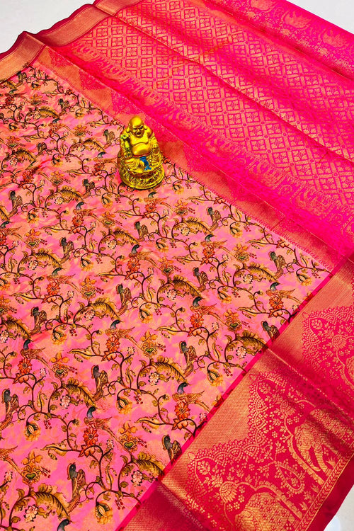 Load image into Gallery viewer, Evocative Pink Kanjivaram Silk with Serendipity Blouse Piece
