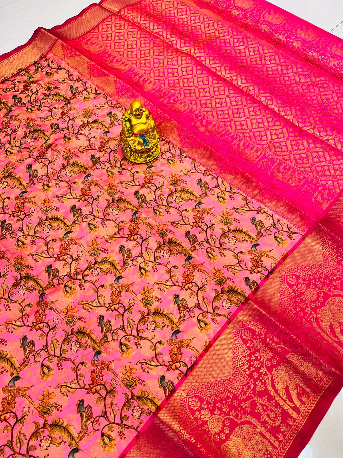 Evocative Pink Kanjivaram Silk with Serendipity Blouse Piece