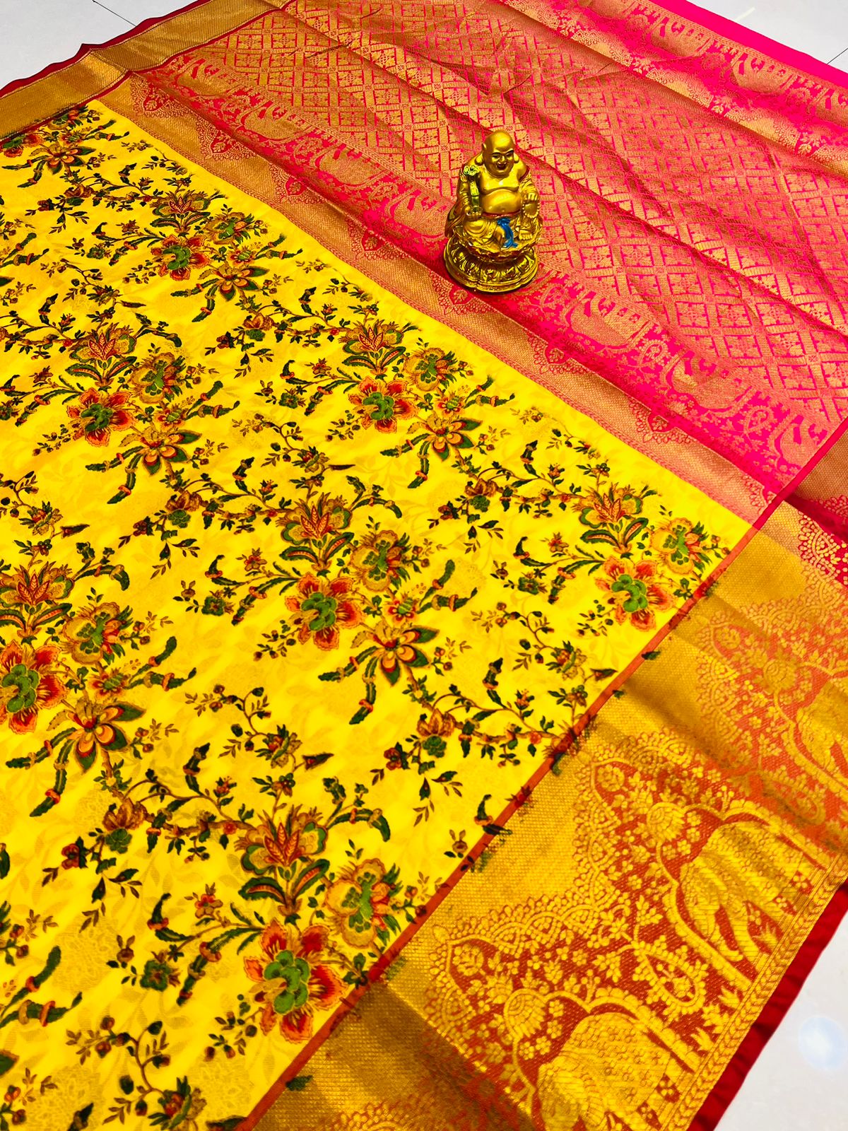 Vestigial Yellow Kanjivaram Silk with Denouement Blouse Piece