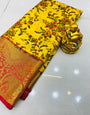 Vestigial Yellow Kanjivaram Silk with Denouement Blouse Piece