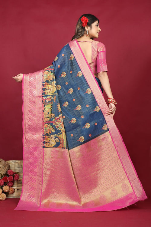 Load image into Gallery viewer, Delectable Blue Soft Silk Saree With Vestigial Blouse Piece
