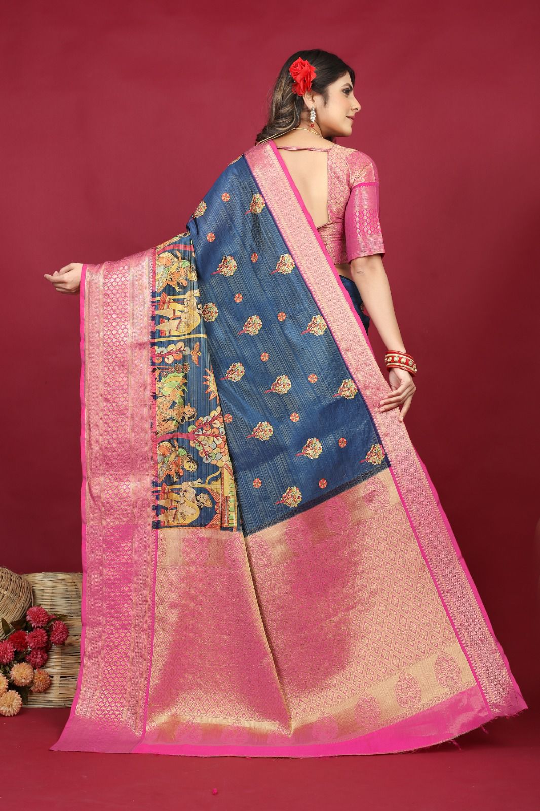 Delectable Blue Soft Silk Saree With Vestigial Blouse Piece