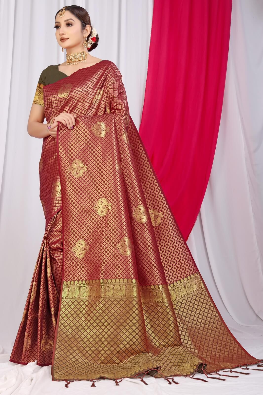 Gratifying Mehndi Soft Silk Saree With Incredible Blouse Piece