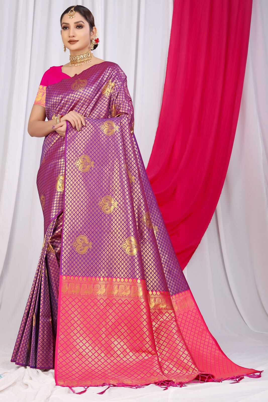 Twirling Purple Soft Silk Saree With Incredible Blouse Piece