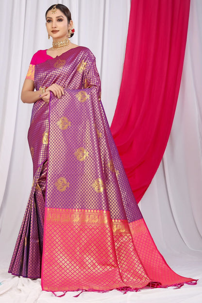 Twirling Purple Soft Silk Saree With Incredible Blouse Piece