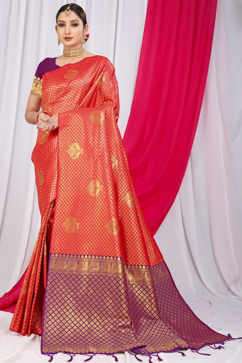 Load image into Gallery viewer, Exquisite Red Soft Silk Saree With Incredible Blouse Piece
