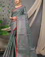 Classic Dark Green Soft Banarasi Silk Saree With Redolent Blouse Piece