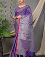 Susurrous Royal Blue Soft Banarasi Silk Saree With Fragrant Blouse Piece