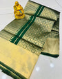 Scrumptious Dark Green Kanjivaram Silk With Amiable Blouse Piece