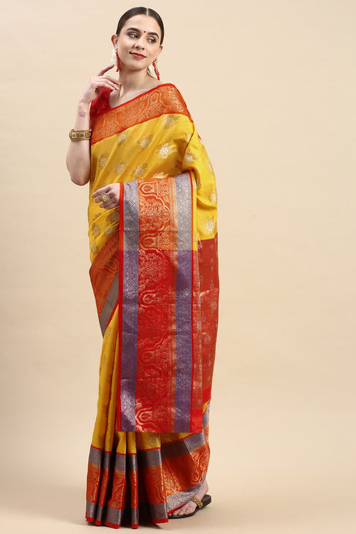 Load image into Gallery viewer, Magnetic Yellow Kanjivaram Silk With Comely Blouse Piece
