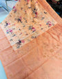 Pretty Peach Cotton Silk Saree With Precious Blouse Piece