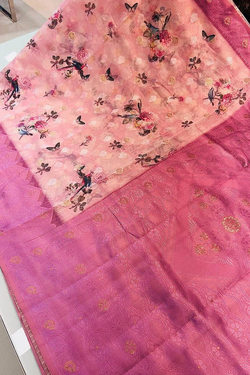 Load image into Gallery viewer, Sophisticated Pink Cotton Silk Saree With Charming Blouse Piece
