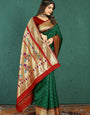 Marvellous Dark Green Paithani Silk Saree With Flattering Blouse Piece