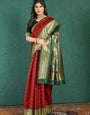 Gorgeous Maroon Paithani Silk Saree With Alluring Blouse Piece