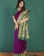 Skinny Purple Paithani Silk Saree With Capricious Blouse Piece