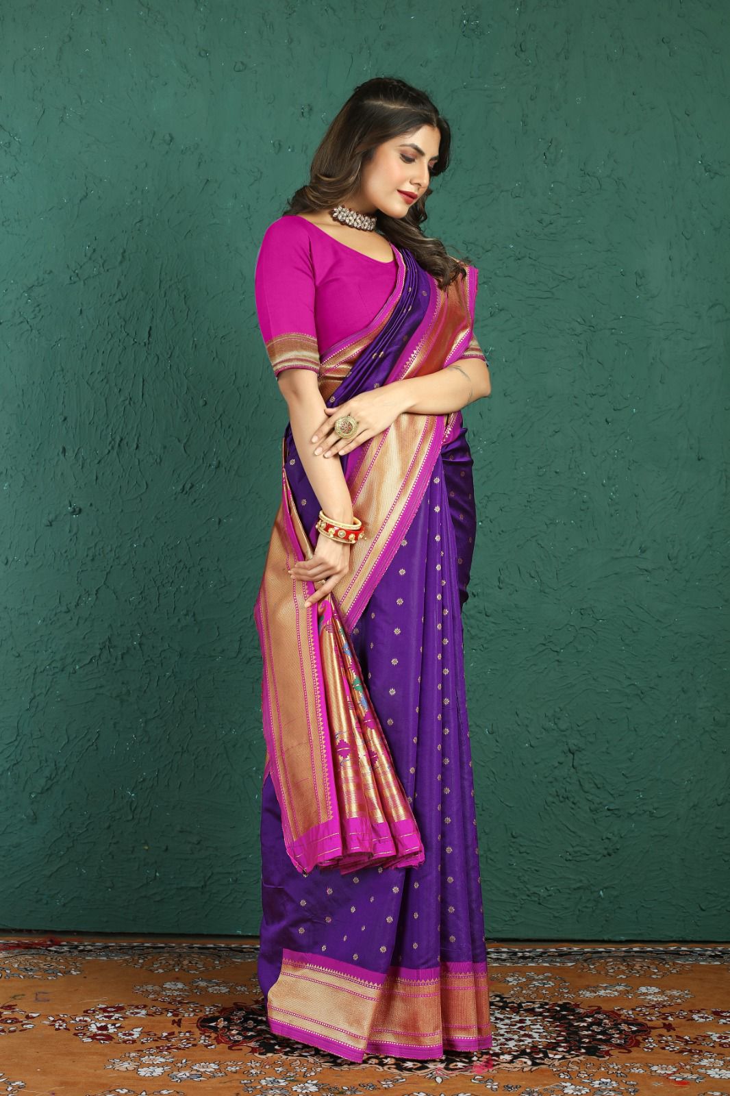 Royal Purple Woven Tussar Silk Saree with Sequins Work – Ethnos