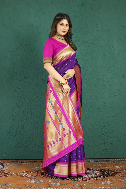 Load image into Gallery viewer, Charming Royal Purple Paithani Silk Saree With Beautiful Blouse Piece
