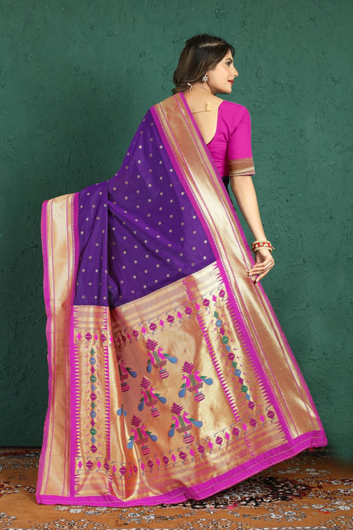 Load image into Gallery viewer, Charming Royal Purple Paithani Silk Saree With Beautiful Blouse Piece
