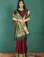 Engrossing Wine Paithani Silk Saree With Jazzy Blouse Piece