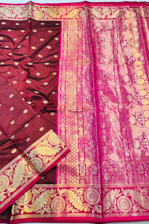 Load image into Gallery viewer, Classic Maroon Soft Banarasi Silk Saree With Angelic Blouse
