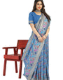 Amazing Firozi Linen Silk Saree With Sophisticated Blouse Piece