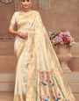 Intricate Beige Paithani Silk Saree With Smart Blouse Piece