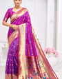 Wonderful Purple Paithani Silk Saree With Charming Blouse Piece