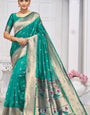 Surpassing Rama Paithani Silk Saree With Breathtaking Blouse Piece